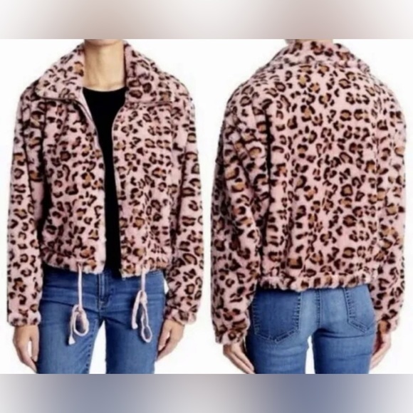 NWT Victorias Secret PINK Know One Cares Fur Leopard Cheetah Coat Jacket M - Picture 7 of 7